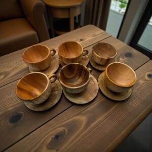 Wooden Tea Cup Set 6 PCs