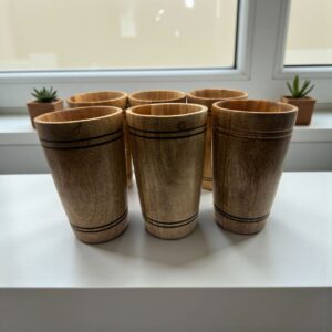Glass || Wooden Glass set 06 Pcs