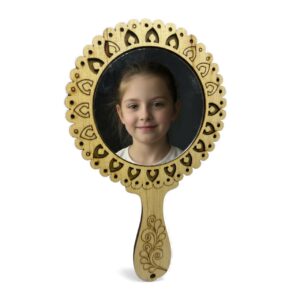 Wooden Hand held mirror 9x5 inch