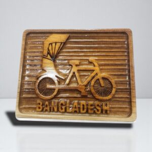 Wooden Bangladesh Rickshaw Magnet for Car Fridge Locker 2.5x2.25 inch
