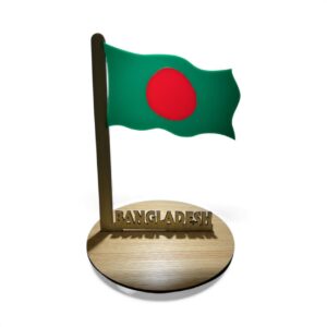 Bangladesh Flag with  Round stand for Table or Desk  6 inch