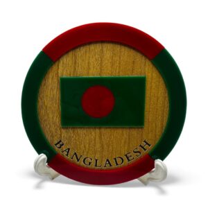 Flag Round || Bangladesh Flag Round Monogram  for Table or Desk with stand 6 inch