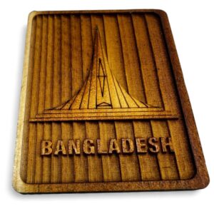 Wooden Bangladesh Shaheed Minar  Magnet for Car Fridge Locker 2.5x2 inch