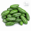 Harvested pointed gourd (Potol) fruits with pale green stripes on a white background